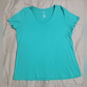 St. John's Bay Women's Teal Short-sleeve V-neck T-shirt - Size XL